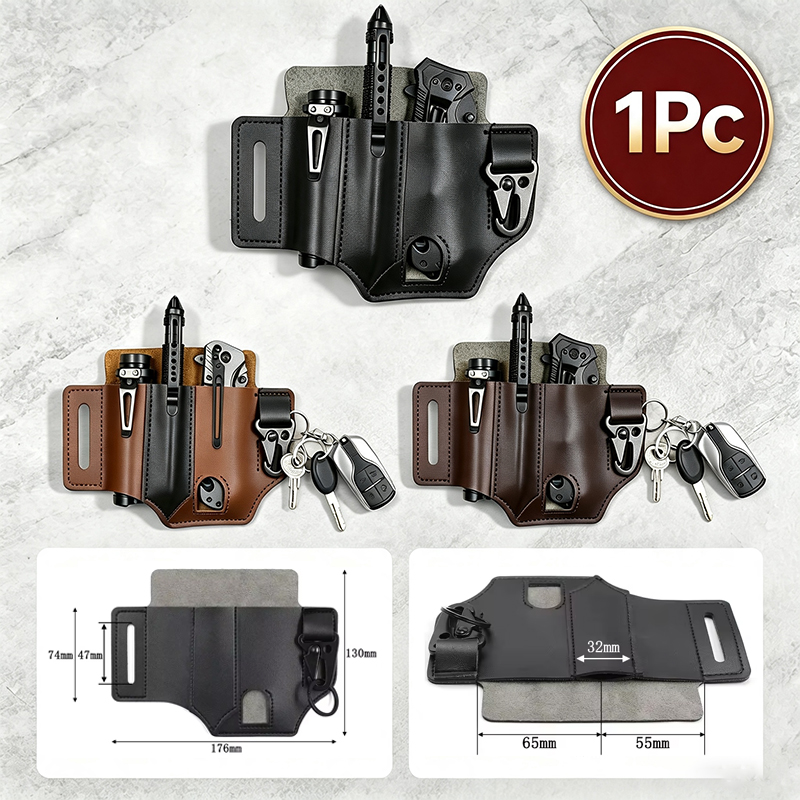 Edc Carry Pocket Pouch - Appendiabiti in pelle di vacchetta Porta